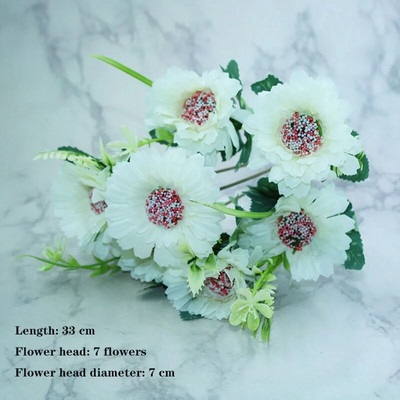 Bijela sorta jesenske lažne čajne ruže, božura, svilenog cvijeta, jesenskog gerbera, tratinčice, lažnog cvijeta, plastičnih dodataka za dom za vjenčanje DIY