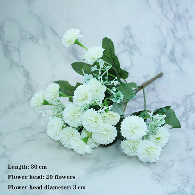 Bijela sorta jesenske lažne čajne ruže, božura, svilenog cvijeta, jesenskog gerbera, tratinčice, lažnog cvijeta, plastičnih dodataka za dom za vjenčanje DIY