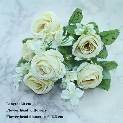 Bijela sorta jesenske lažne čajne ruže, božura, svilenog cvijeta, jesenskog gerbera, tratinčice, lažnog cvijeta, plastičnih dodataka za dom za vjenčanje DIY