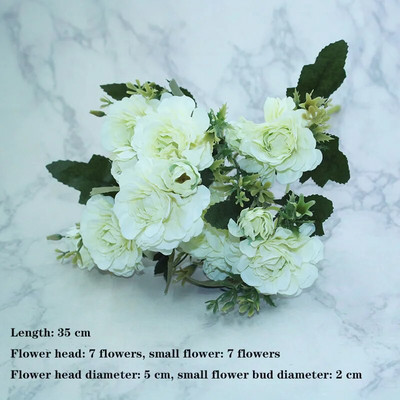 Bijela sorta jesenske lažne čajne ruže, božura, svilenog cvijeta, jesenskog gerbera, tratinčice, lažnog cvijeta, plastičnih dodataka za dom za vjenčanje DIY