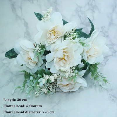 Bijela sorta jesenske lažne čajne ruže, božura, svilenog cvijeta, jesenskog gerbera, tratinčice, lažnog cvijeta, plastičnih dodataka za dom za vjenčanje DIY