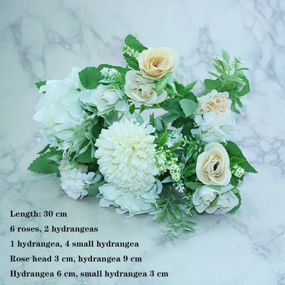 Bijela sorta jesenske lažne čajne ruže, božura, svilenog cvijeta, jesenskog gerbera, tratinčice, lažnog cvijeta, plastičnih dodataka za dom za vjenčanje DIY