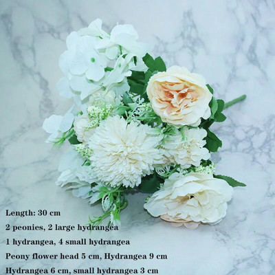 Bijela sorta jesenske lažne čajne ruže, božura, svilenog cvijeta, jesenskog gerbera, tratinčice, lažnog cvijeta, plastičnih dodataka za dom za vjenčanje DIY