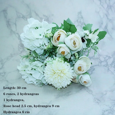 Bijela sorta jesenske lažne čajne ruže, božura, svilenog cvijeta, jesenskog gerbera, tratinčice, lažnog cvijeta, plastičnih dodataka za dom za vjenčanje DIY