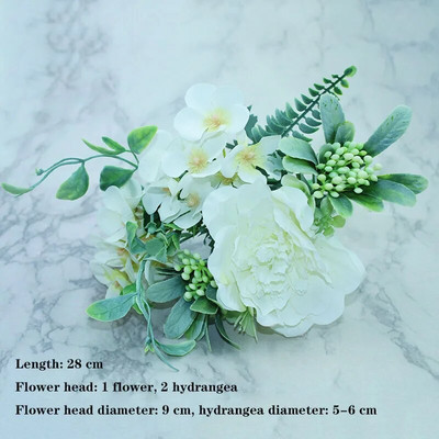 Bijela sorta jesenske lažne čajne ruže, božura, svilenog cvijeta, jesenskog gerbera, tratinčice, lažnog cvijeta, plastičnih dodataka za dom za vjenčanje DIY