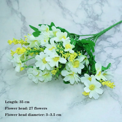 Bijela sorta jesenske lažne čajne ruže, božura, svilenog cvijeta, jesenskog gerbera, tratinčice, lažnog cvijeta, plastičnih dodataka za dom za vjenčanje DIY