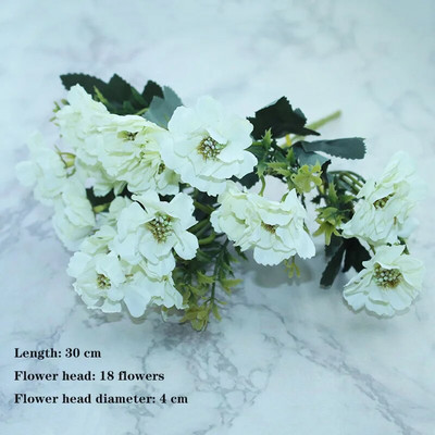 Bijela sorta jesenske lažne čajne ruže, božura, svilenog cvijeta, jesenskog gerbera, tratinčice, lažnog cvijeta, plastičnih dodataka za dom za vjenčanje DIY