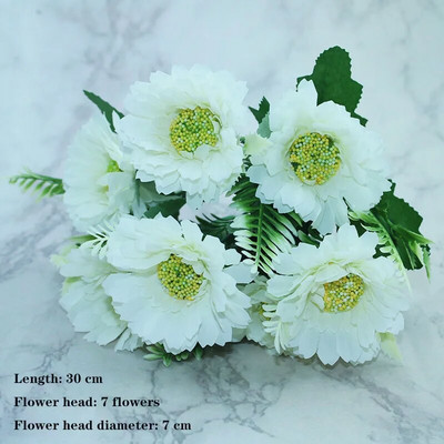 Bijela sorta jesenske lažne čajne ruže, božura, svilenog cvijeta, jesenskog gerbera, tratinčice, lažnog cvijeta, plastičnih dodataka za dom za vjenčanje DIY