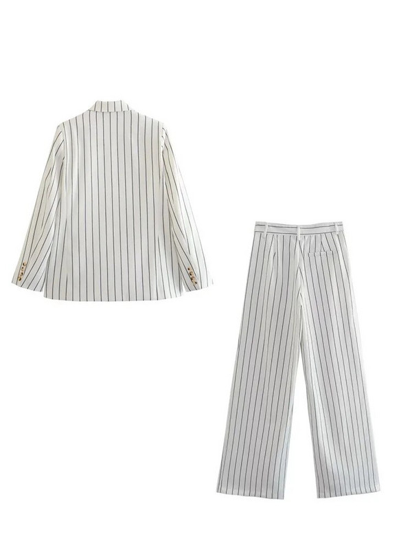 Sieviešu vasaras bikškostīmi, 2023. g., ikdienišķi, svītraini, brīvi bleizeri, mēteļi un bikses, sieviešu, eleganti divi 2 daļiņu komplekti, apģērbi