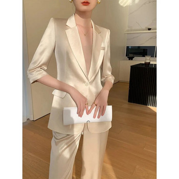 Καλοκαίρι Άνοιξη 2023 Νέο παλτό με μισό μανίκι μπλέιζερ με ένα κουμπί Casual Κομψό γυναικείο παντελόνι Γυναικείο κοστούμι γραφείου