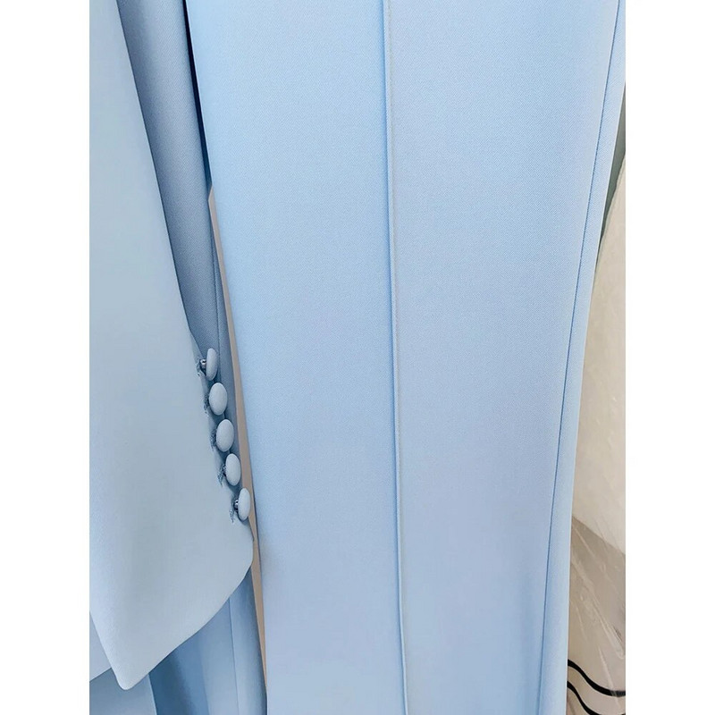 Debeszils, vienas pogas stingrs žakete, uzliesmojošas bikses, sieviešu komplekts Elegants biroja sieviešu mēteļa bikškostīms