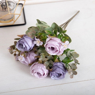 Retro kafija mākslīgā zīda ziedi baltā roze Ziemassvētku kāzas mājas istabas dekorēšana foto rekvizīti Rudens dārzs arka viltots zieds