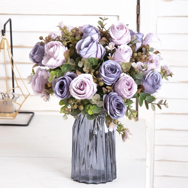 Retro kafija mākslīgā zīda ziedi baltā roze Ziemassvētku kāzas mājas istabas dekorēšana foto rekvizīti Rudens dārzs arka viltots zieds