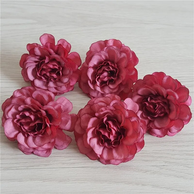 10 gab. 5cm mākslīgā zīda peonijas rožu zieda galviņa DIY ziedu sienas dāvanu kastītei scrapbooking kāzu mājas ballītes dekorēšanai