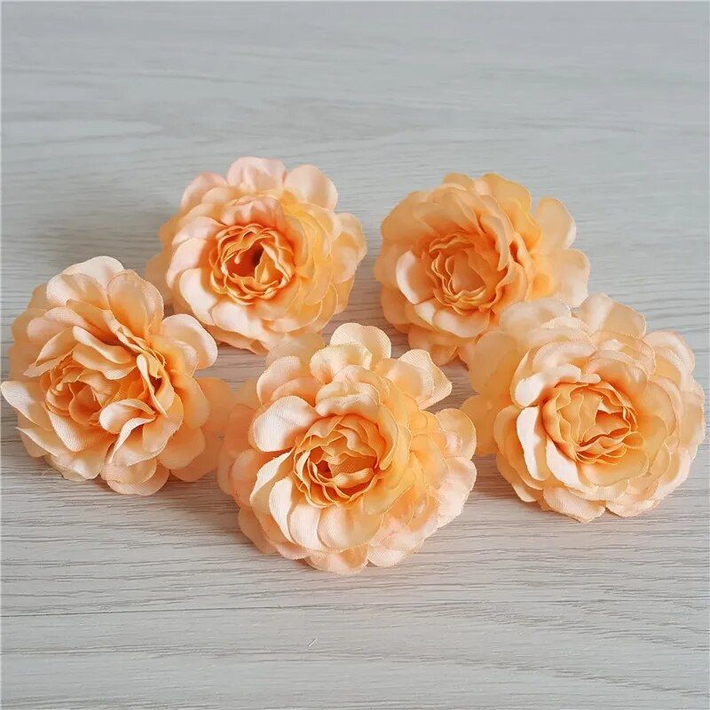 10 gab. 5cm mākslīgā zīda peonijas rožu zieda galviņa DIY ziedu sienas dāvanu kastītei scrapbooking kāzu mājas ballītes dekorēšanai