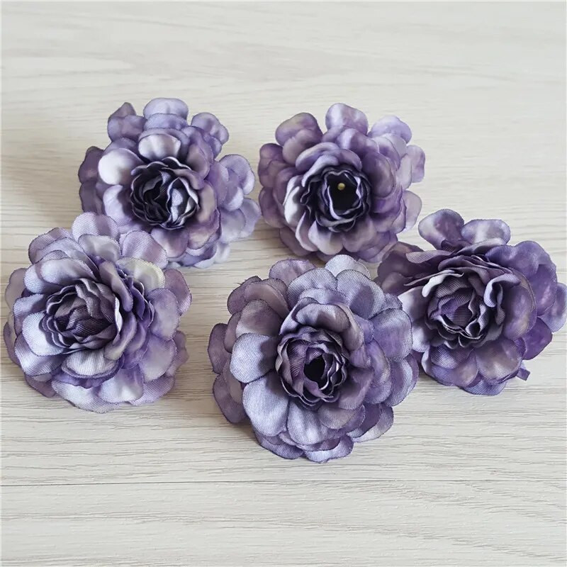 10 gab. 5cm mākslīgā zīda peonijas rožu zieda galviņa DIY ziedu sienas dāvanu kastītei scrapbooking kāzu mājas ballītes dekorēšanai