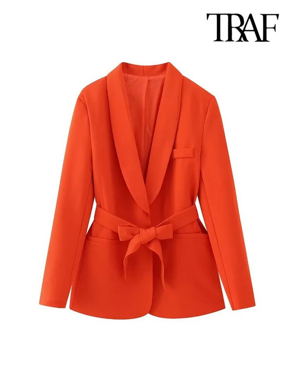 TRAF női divat övre rejtett gombos blézerkabáttal és magas derekú cipzárral, egyenes nadrág női, kétrészes szettek Mujer
