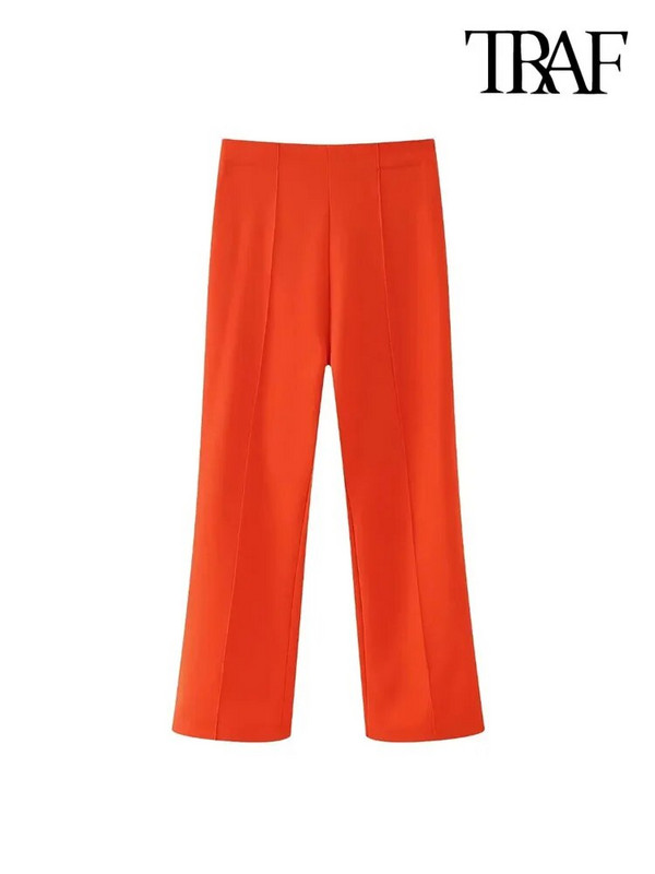 TRAF női divat övre rejtett gombos blézerkabáttal és magas derekú cipzárral, egyenes nadrág női, kétrészes szettek Mujer