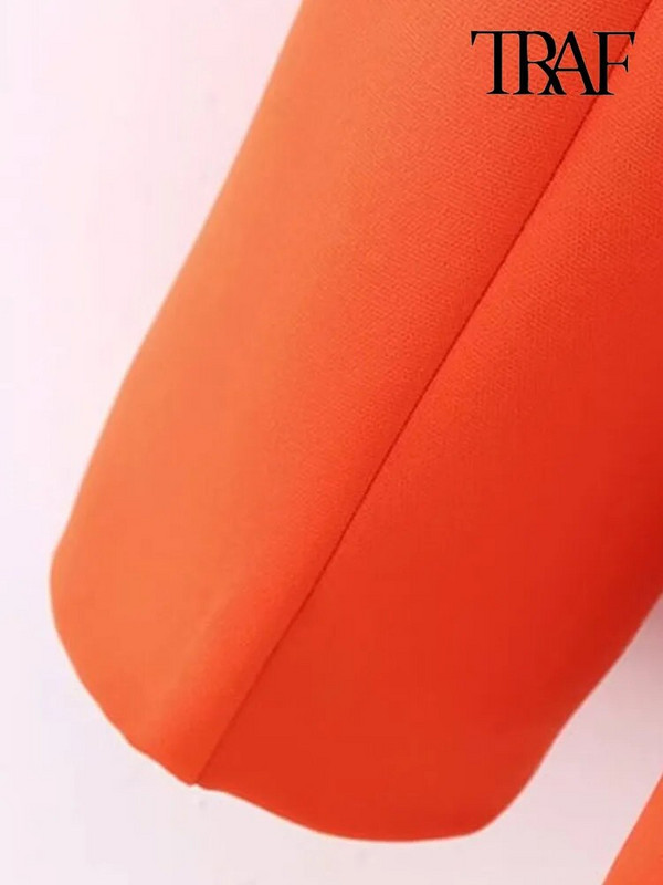 TRAF női divat övre rejtett gombos blézerkabáttal és magas derekú cipzárral, egyenes nadrág női, kétrészes szettek Mujer