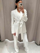 TRAF Ženski komplet sakoa Ženska dvodijelna odijela Nova moda 2023. s remenom Uredski komplet sakoa Elegantne hlače Dvodijelna ženska odjeća