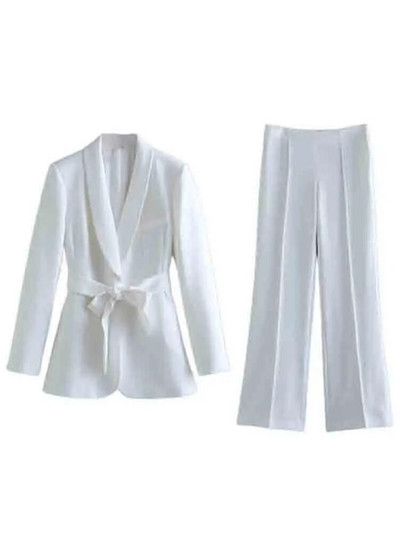 TRAF Ženski komplet sakoa Ženska dvodijelna odijela Nova moda 2023. s remenom Uredski komplet sakoa Elegantne hlače Dvodijelna ženska odjeća