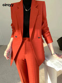 Circyy odijelo za žene Uredska odjeća 2023. Korejska moda Novi jednobojni sakoi s dvostrukim kopčanjem dugih rukava + odijela s hlačama visokog struka