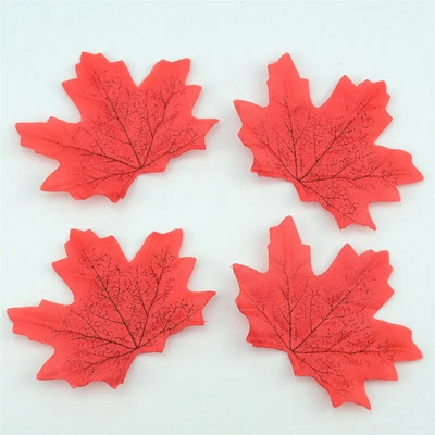 100 gab mākslīgā zīda kļavas lapas mājas kāzu ballīšu dekorēšanai.