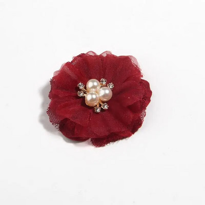 5 kom 6,5 cm biserna mrežasta gaza Umjetni šifonski cvjetni čipkasti obrub s apliciranom tkaninom Vjenčanica DIY cvijeće Mladenkina kosa