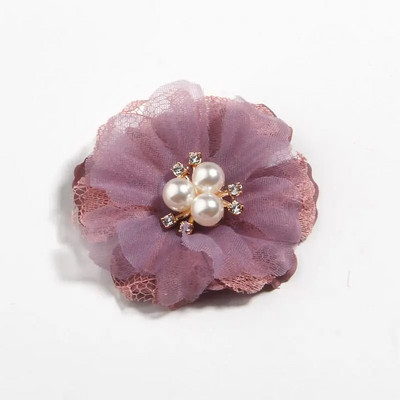 5 kom 6,5 cm biserna mrežasta gaza Umjetni šifonski cvjetni čipkasti obrub s apliciranom tkaninom Vjenčanica DIY cvijeće Mladenkina kosa