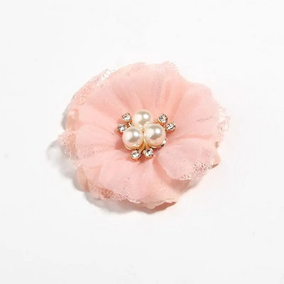 5 kom 6,5 cm biserna mrežasta gaza Umjetni šifonski cvjetni čipkasti obrub s apliciranom tkaninom Vjenčanica DIY cvijeće Mladenkina kosa