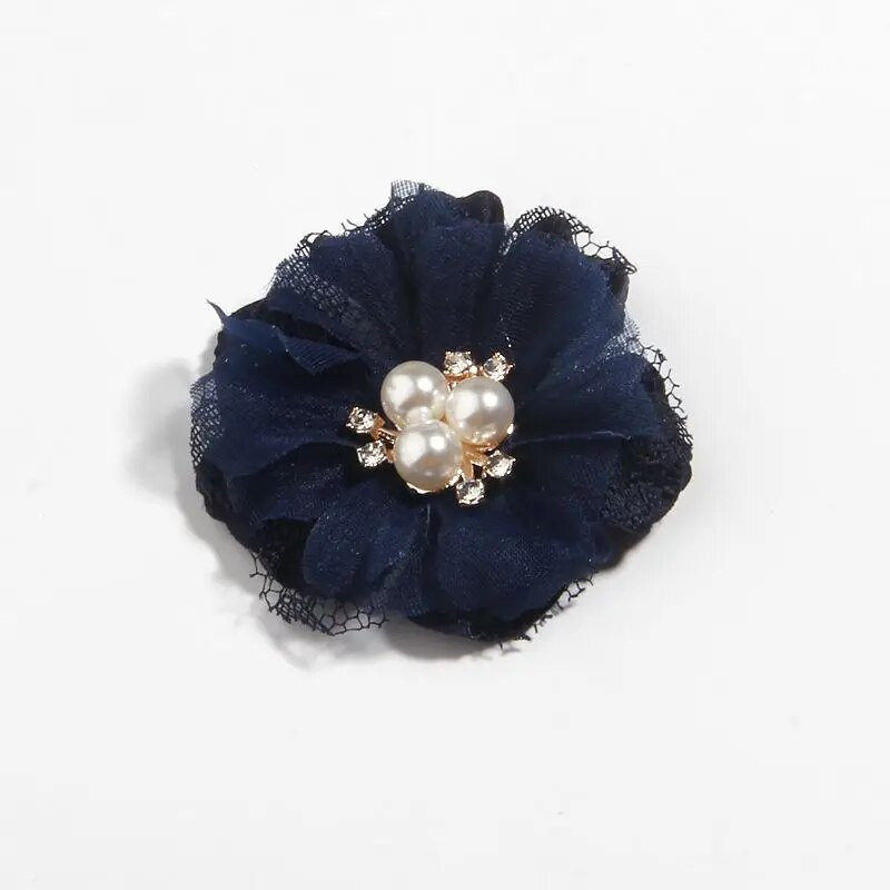 5 kom 6,5 cm biserna mrežasta gaza Umjetni šifonski cvjetni čipkasti obrub s apliciranom tkaninom Vjenčanica DIY cvijeće Mladenkina kosa