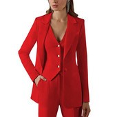 XS-5XL Ženski 3-dijelni set Elegantno odijelo za rođendansku zabavu Dugi kaput+prsluk+ravne hlače Temperamentna High Street luksuzna odijela sa jaknom