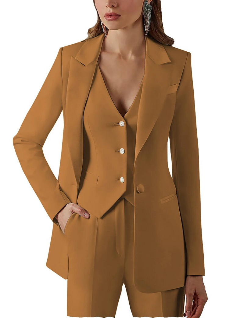 XS-5XL Ženski 3-dijelni set Elegantno odijelo za rođendansku zabavu Dugi kaput+prsluk+ravne hlače Temperamentna High Street luksuzna odijela sa jaknom