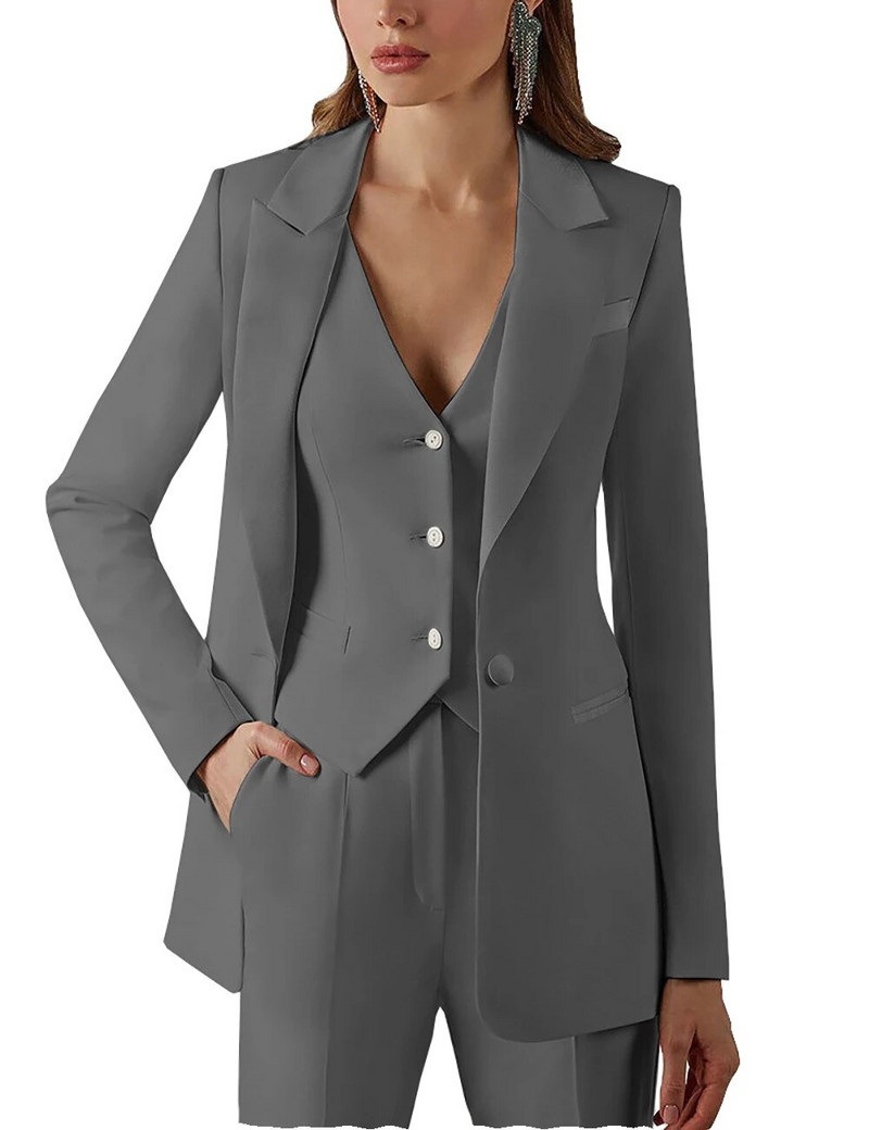 XS-5XL Ženski 3-dijelni set Elegantno odijelo za rođendansku zabavu Dugi kaput+prsluk+ravne hlače Temperamentna High Street luksuzna odijela sa jaknom