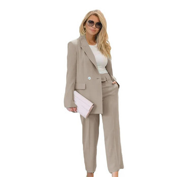Γυναικείο κοστούμι 2 τεμ. Επίσημο επαγγελματικό γυναικείο φόρεμα μονόχρωμο παντελόνι blazer σετ για γυναικείο σύνολο 2 τεμαχίων