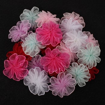 24 бр. 22 мм цветна органза бантик момичета изкуствени цветя розетка лък шапки материал Направи си сам аксесоари за шиене на дрехи B0905