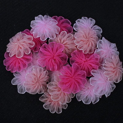 24 buc 22 mm colorat organza bowknot fete flori artificiale rozetă arc material pentru acoperire pentru cap Material DIY accesorii de cusut pentru îmbrăcăminte B0905