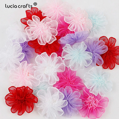 24 komada 22 mm šarene organze mašne za djevojčice od umjetnog cvijeća u obliku mašne za pokrivala za glavu Materijal za šivanje odjeće DIY B0905