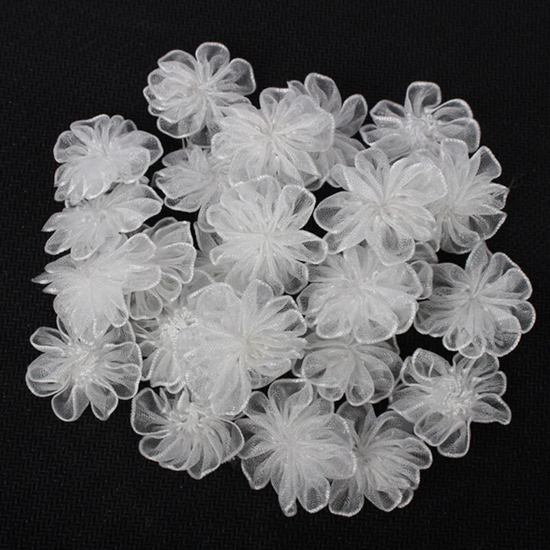 24 komada 22 mm šarene organze mašne za djevojčice od umjetnog cvijeća u obliku mašne za pokrivala za glavu Materijal za šivanje odjeće DIY B0905