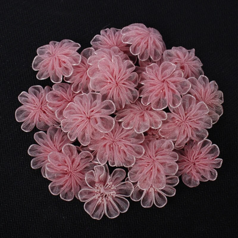 24 komada 22 mm šarene organze mašne za djevojčice od umjetnog cvijeća u obliku mašne za pokrivala za glavu Materijal za šivanje odjeće DIY B0905