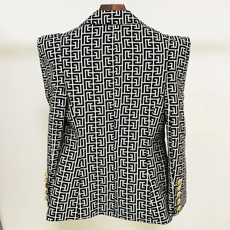 Bikses kostīmi bleizeri parausta plecus rūtaini ģeometriski 2022. gada jauna dizaina raksti, žakarda, vienas pogas, taisni sieviešu bikses, augstas kvalitātes