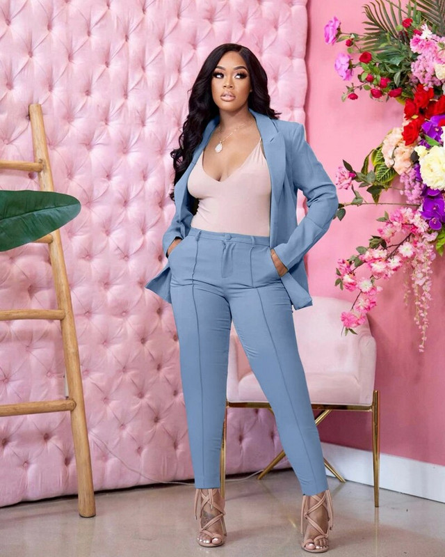 Ženski Jesen Zima Dvodijelni set Streetwear Set Blazer Hlače Odijelo Uredska dama Trenirka Odjeća za fitness Ensemble Femme 2 pièces