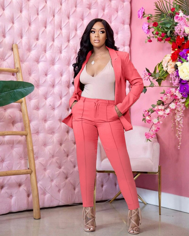 Ženski Jesen Zima Dvodijelni set Streetwear Set Blazer Hlače Odijelo Uredska dama Trenirka Odjeća za fitness Ensemble Femme 2 pièces