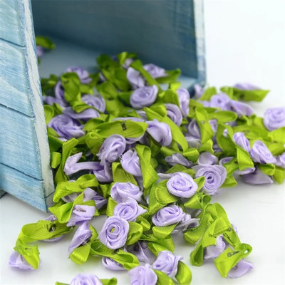 100/300 kom Mini satenska vrpca Cvijet Svilena vrpca s glavom ruže DIY Vjenčane mašne Appliques Zanatski šivanje Odjevni dodaci Dekoracija