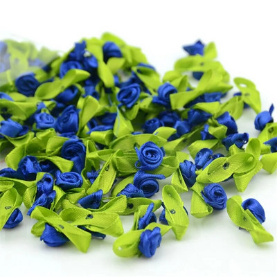 100/300 kom Mini satenska vrpca Cvijet Svilena vrpca s glavom ruže DIY Vjenčane mašne Appliques Zanatski šivanje Odjevni dodaci Dekoracija