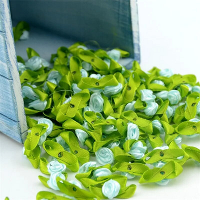 100/300 kom Mini satenska vrpca Cvijet Svilena vrpca s glavom ruže DIY Vjenčane mašne Appliques Zanatski šivanje Odjevni dodaci Dekoracija
