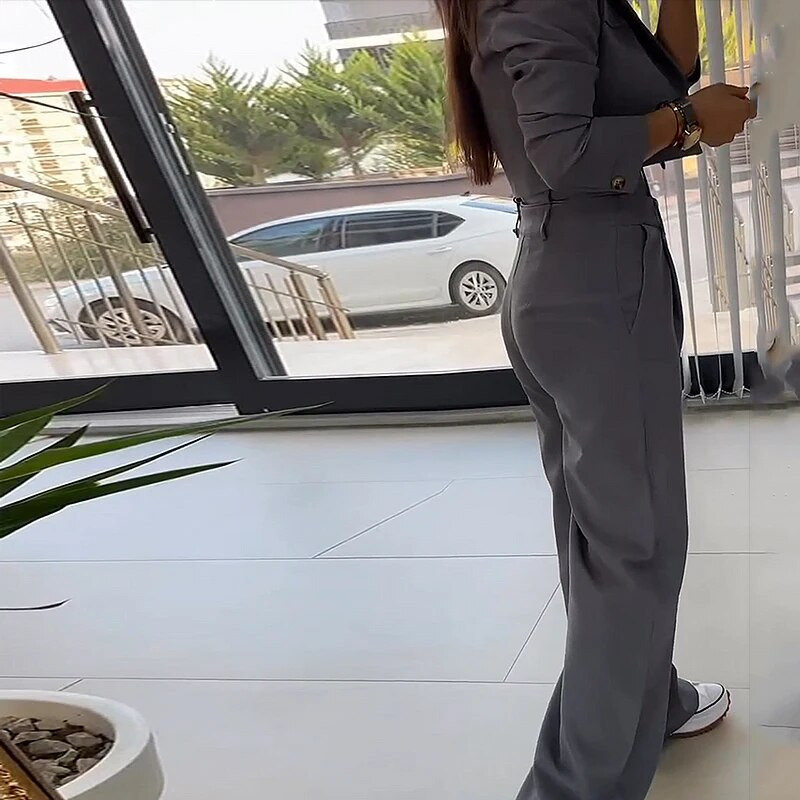 Wefads γυναικείο σακάκι κοστούμι φθινοπωρινής μόδας Casual μασίφ πέτο με μονό κουμπί με μακρυμάνικο μπλουζάκι φαρδύ διπλόμεσο παντελόνι Streetwear