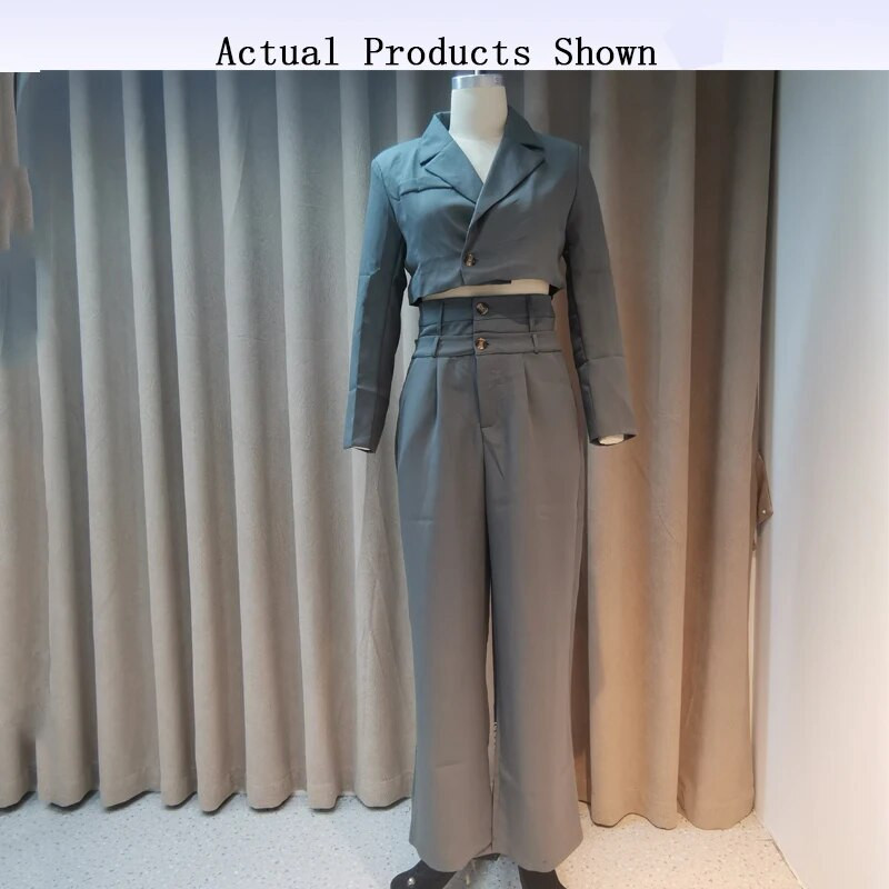 Wefads γυναικείο σακάκι κοστούμι φθινοπωρινής μόδας Casual μασίφ πέτο με μονό κουμπί με μακρυμάνικο μπλουζάκι φαρδύ διπλόμεσο παντελόνι Streetwear