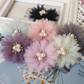 10 TK/partii 6,5 cm Pärlikeskus Käsitsi valmistatud DIY Kangas Lilled Juukseaksessuaarid Kleit Kingad Mütsid Kaunistus