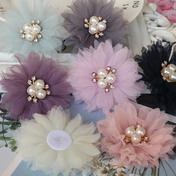 10 ΤΕΜ/Παρτίδα 6,5cm Pearl Center Χειροποίητο DIY Υφασμάτινα Λουλούδια Αξεσουάρ Μαλλιών Φόρεμα Παπούτσια Καπέλα Διακόσμηση